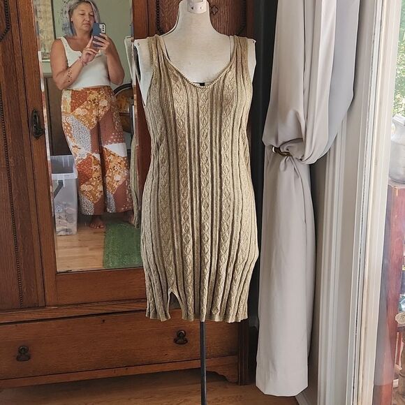 Spell Frenchie rib mini dress khaki m - Picture 1 of 6